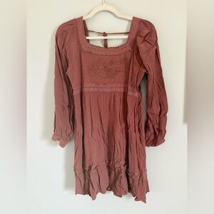 In Bloom Women’s Mauve Terracotta Embroidered Dress Size Medium